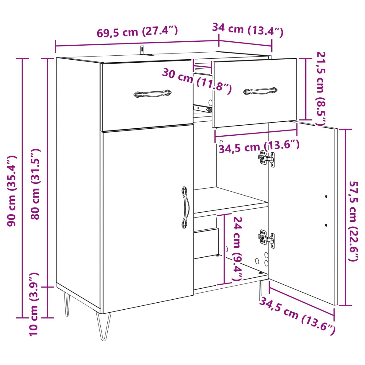 Kreveta Umjetnički hrast 69,5 x 34 x 90 cm Konstruirano drvo