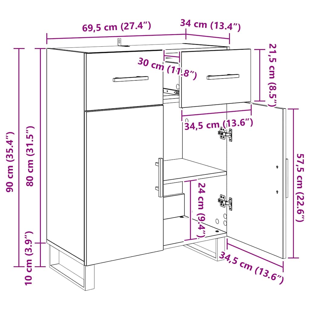Kreveta Umjetnički hrast 69,5 x 34 x 90 cm Konstruirano drvo