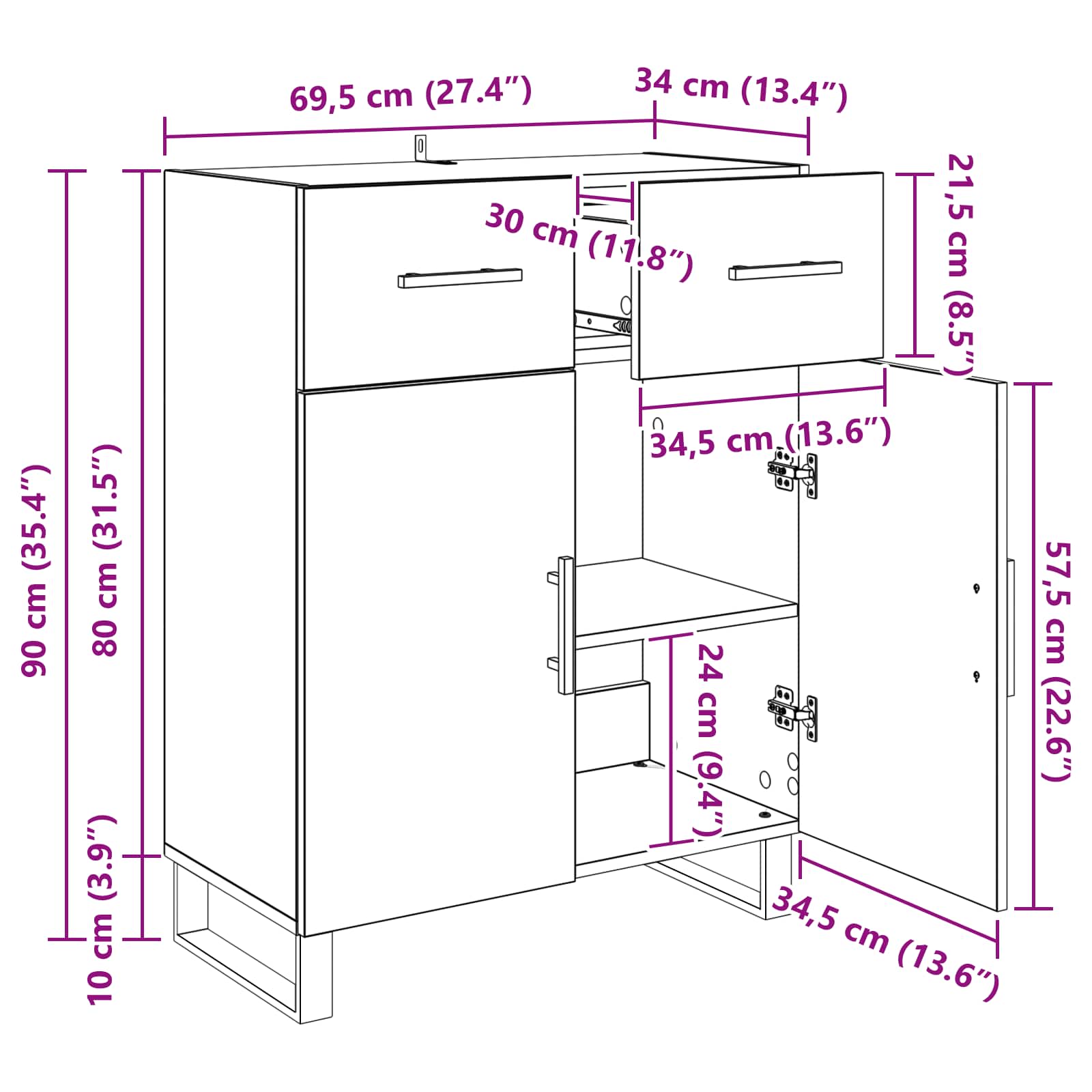 Kreveta Umjetnički hrast 69,5 x 34 x 90 cm Konstruirano drvo