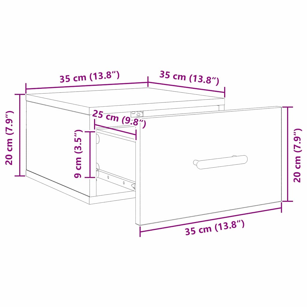 Noćni ormar Umjetnički hrast 35 x 35 x 20 cm Konstruirano drvo
