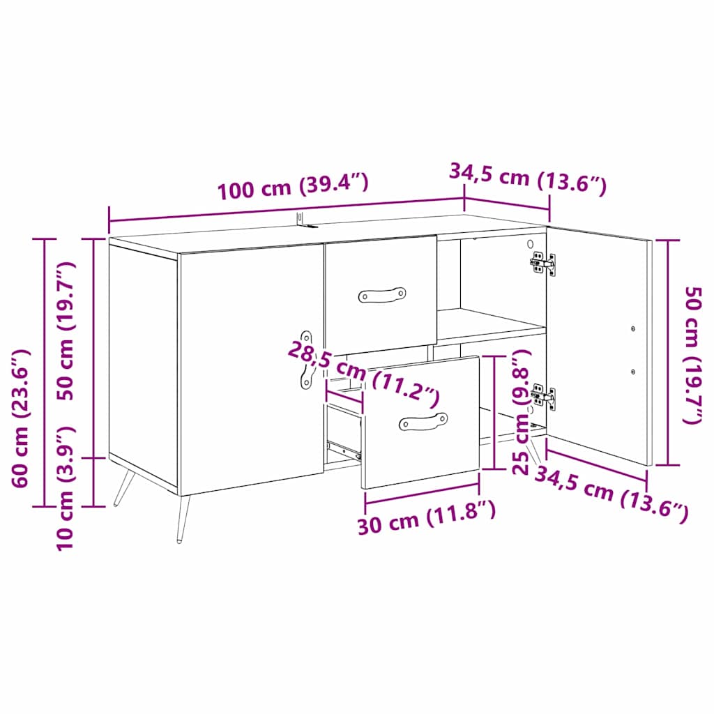 Kreveta Umjetnički hrast 100 x 36 x 60 cm Konstruirano drvo
