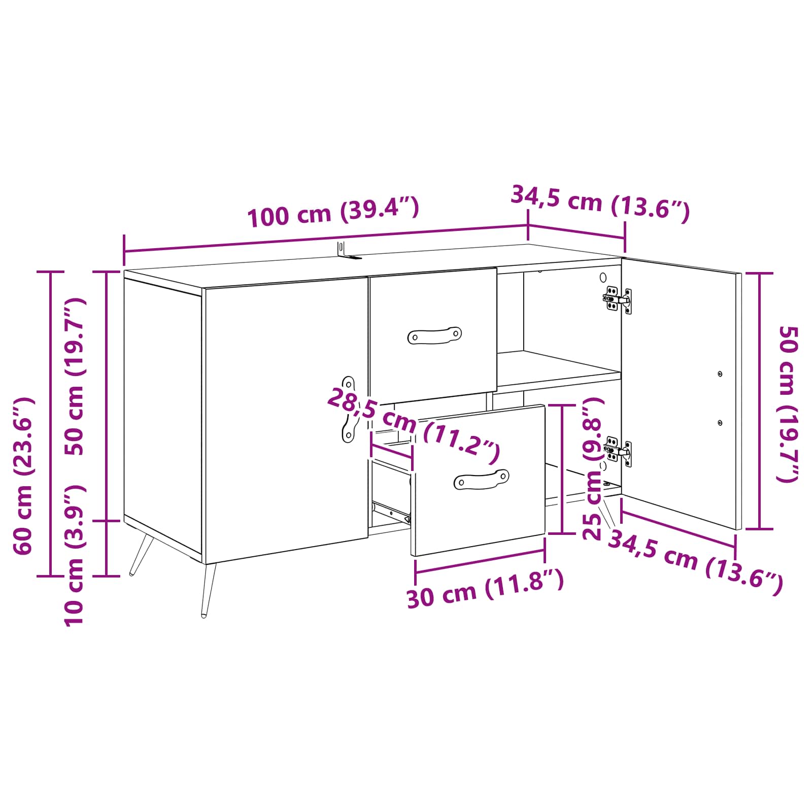 Kreveta Crni hrast 100 x 36 x 60 cm Konstruirano drvo