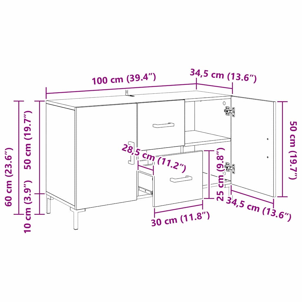 Kreveta Crni hrast 100 x 36 x 60 cm Konstruirano drvo