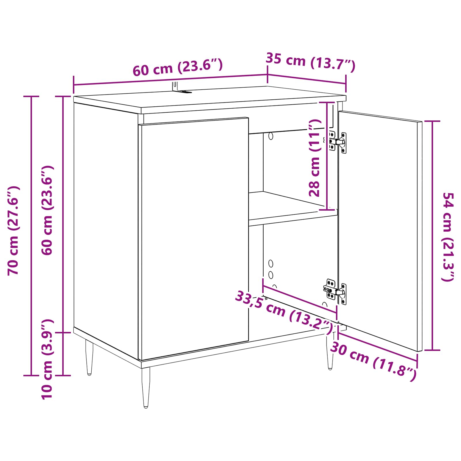 Kreveta Crni hrast 60 x 35 x 70 cm Konstruirano drvo
