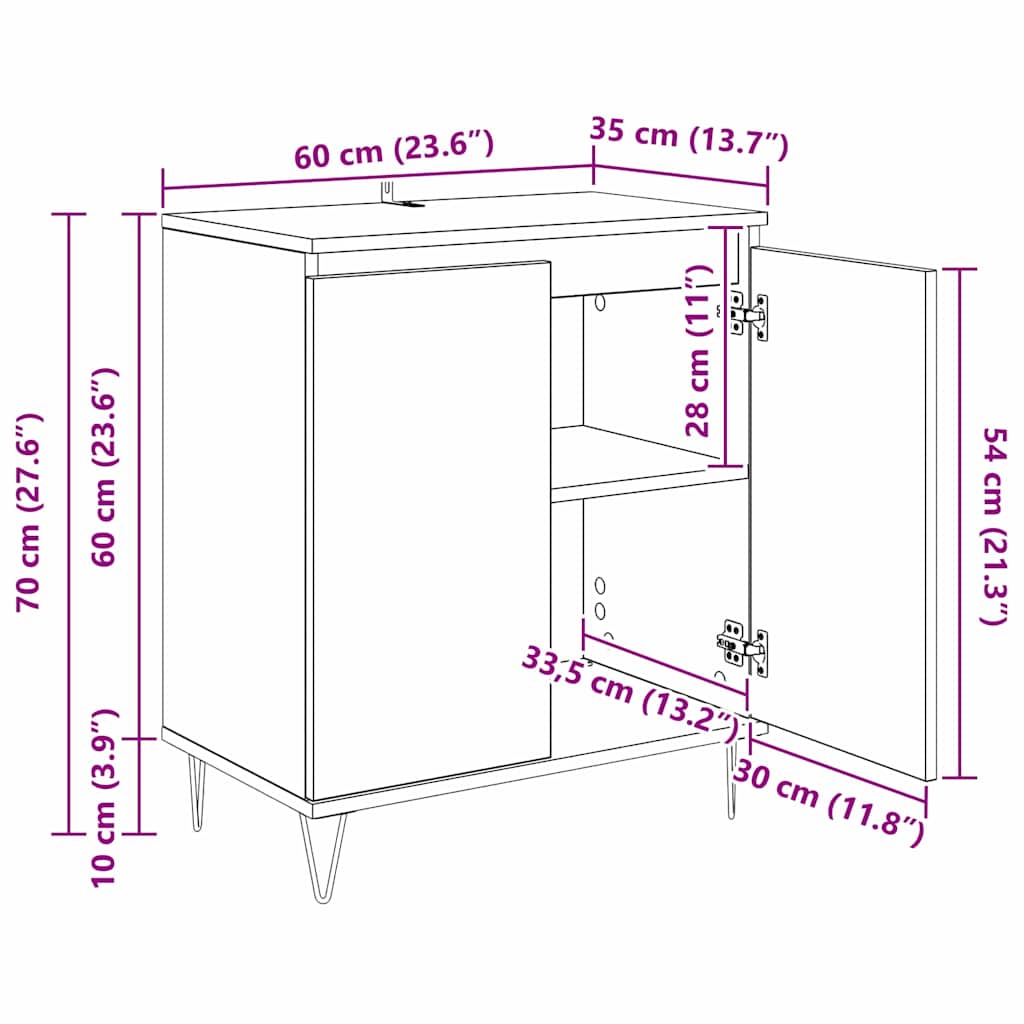 Kreveta Crni hrast 60 x 35 x 70 cm Konstruirano drvo
