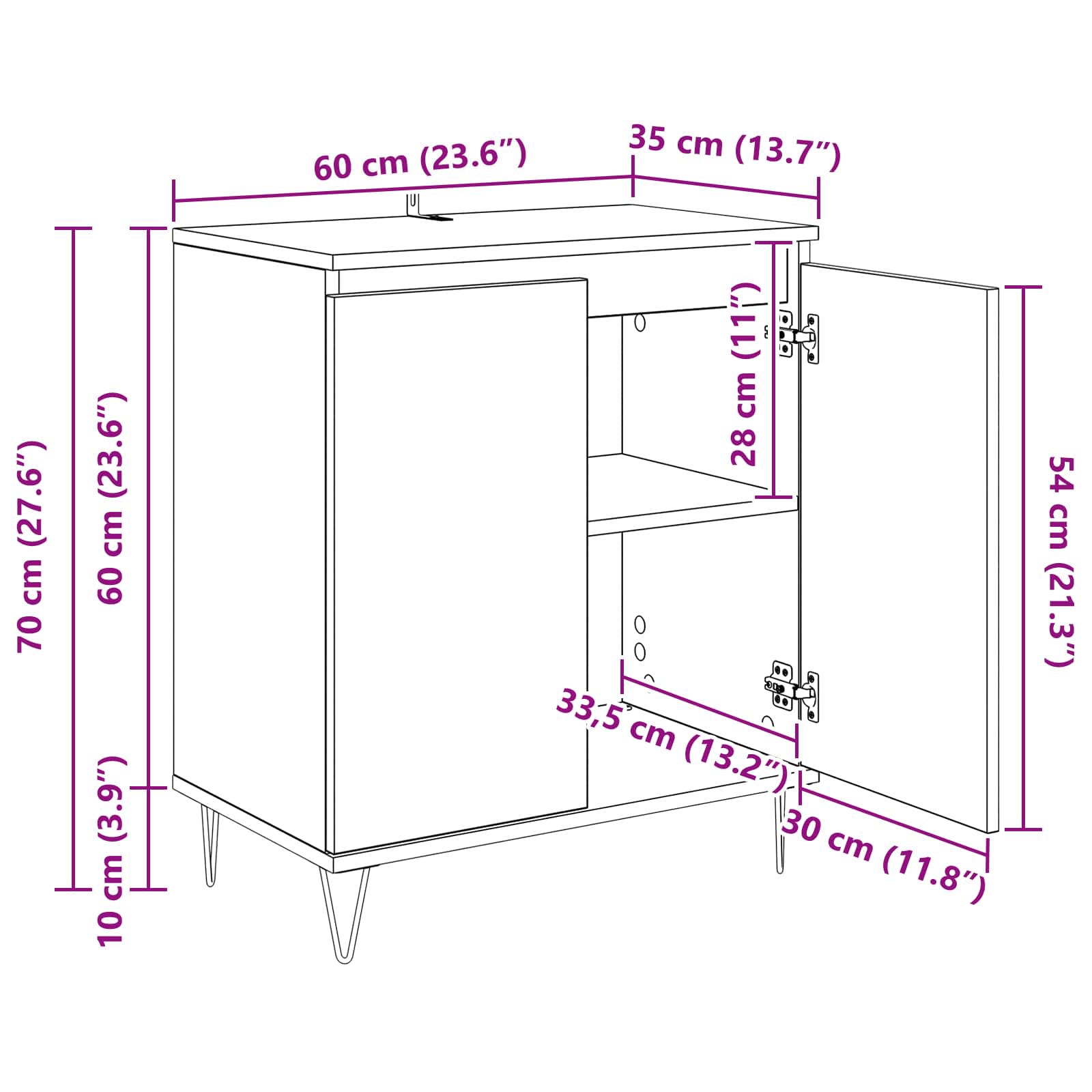 Kreveta Crni hrast 60 x 35 x 70 cm Konstruirano drvo