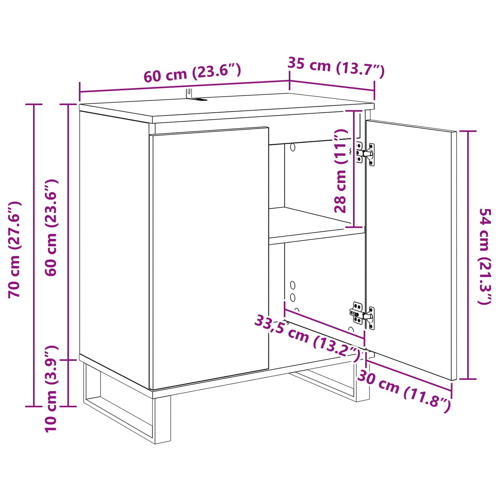 Kreveta Crni hrast 60 x 35 x 70 cm Konstruirano drvo