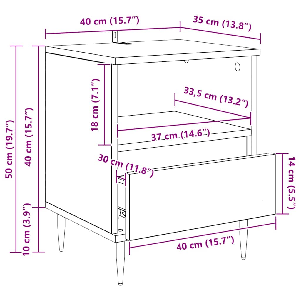 Noćni ormar Staro drvo 40 x 35 x 50 cm Konstruirano drvo