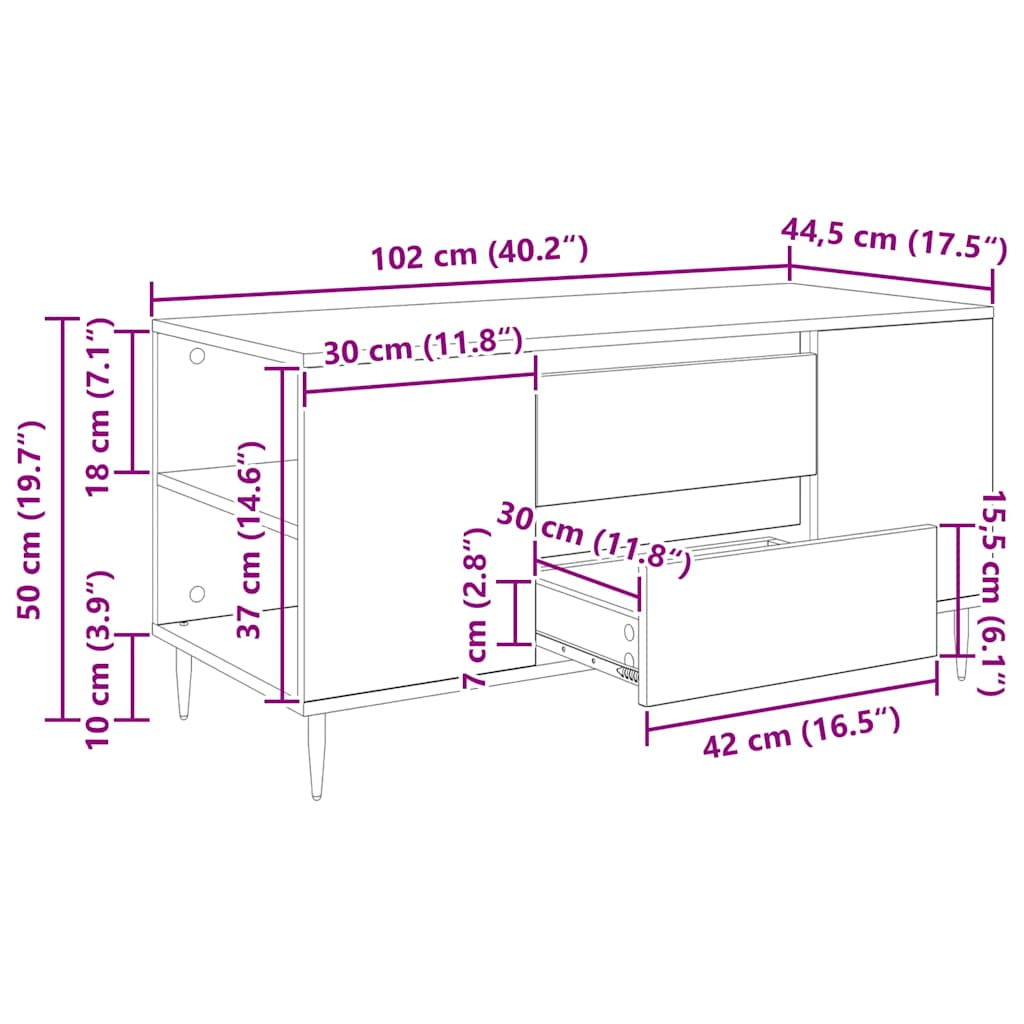 Kava Stol Umjetnički hrast 102 x 44,5 x 50 cm Konstruirano drvo