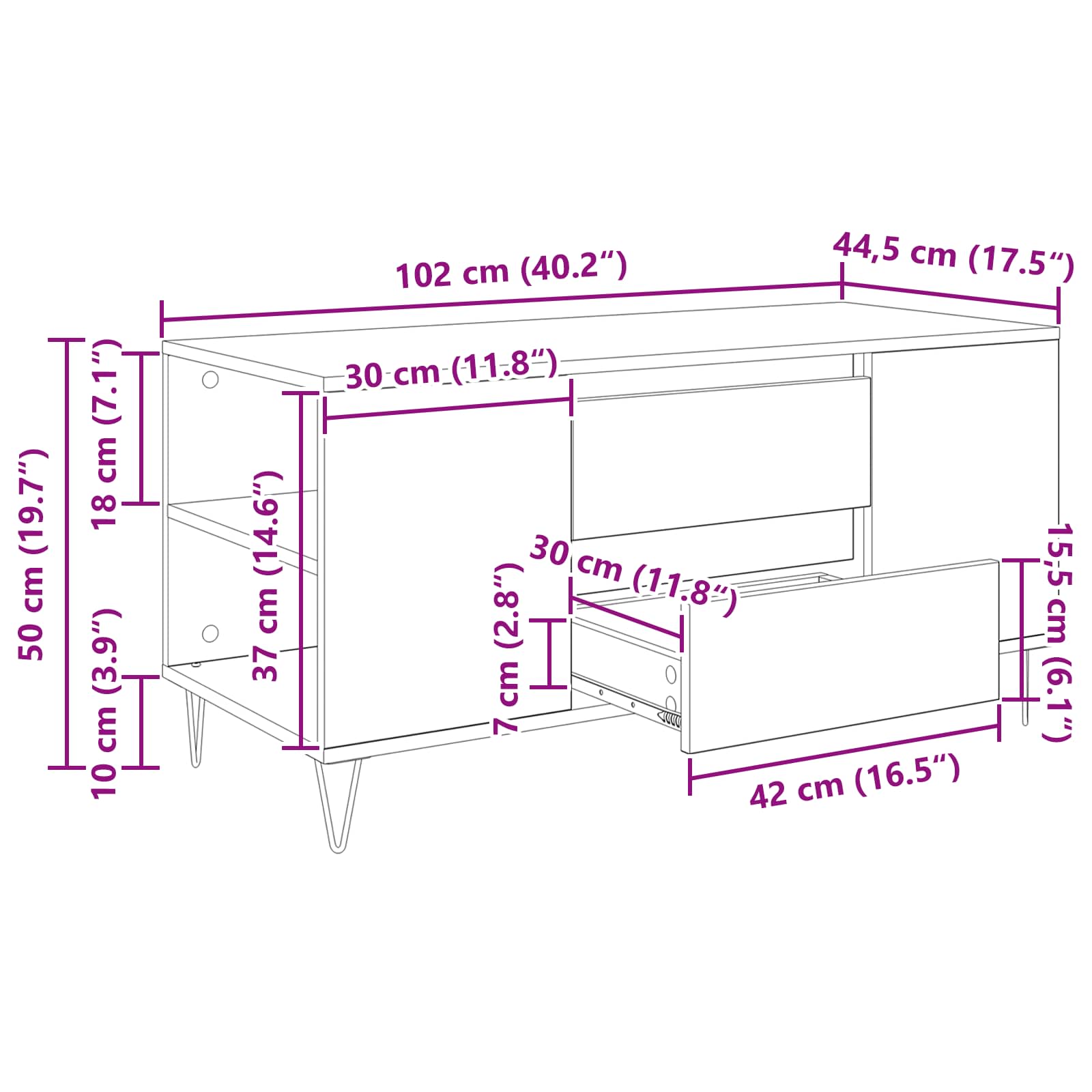 Kava Stol Crni hrast 102 x 44,5 x 50 cm Konstruirano drvo