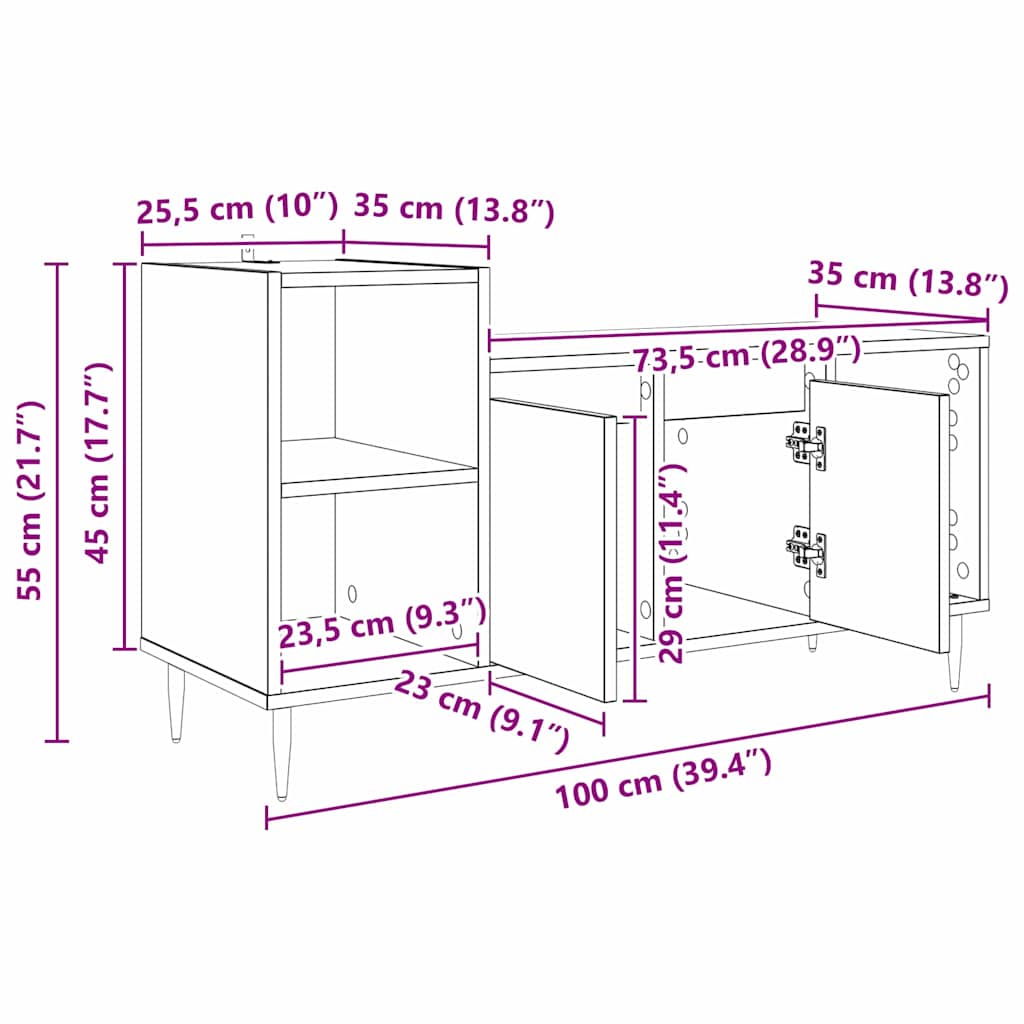 TV ormar Staro drvo 100 x 35 x 55 cm Konstruirano drvo
