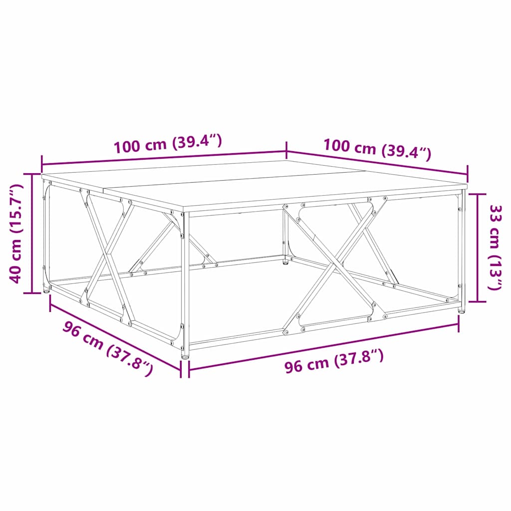 Kava Stol Staro drvo 100 x 100 x 40 cm Konstruirano drvo
