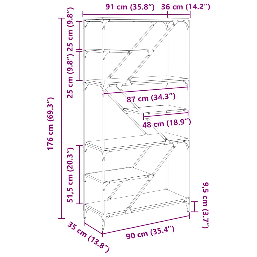 Polica Staro drvo 91 x 36 x 176 cm Konstruirano drvo