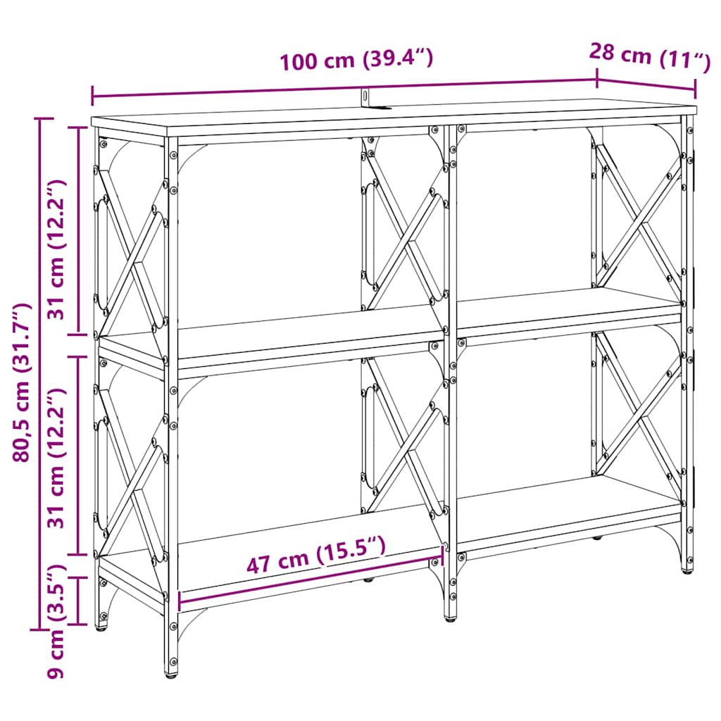 Konzolna stolica Umjetnički hrast 100 x 28 x 80,5 cm