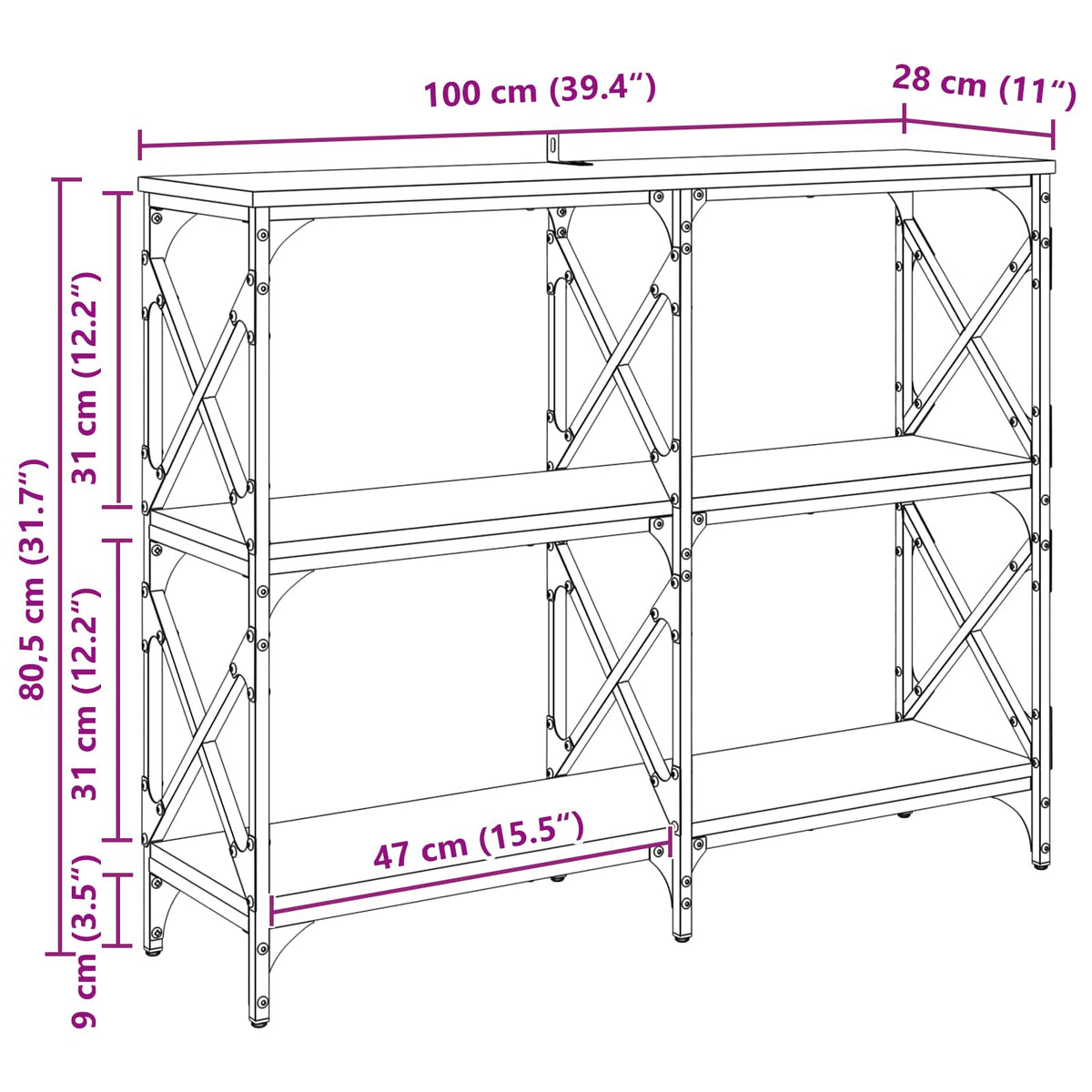 Konzolna stolica Umjetnički hrast 100 x 28 x 80,5 cm