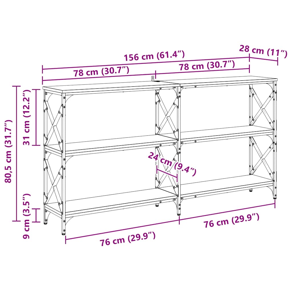 Konzolna stolica Crni hrast 156 x 28 x 80,5 cm