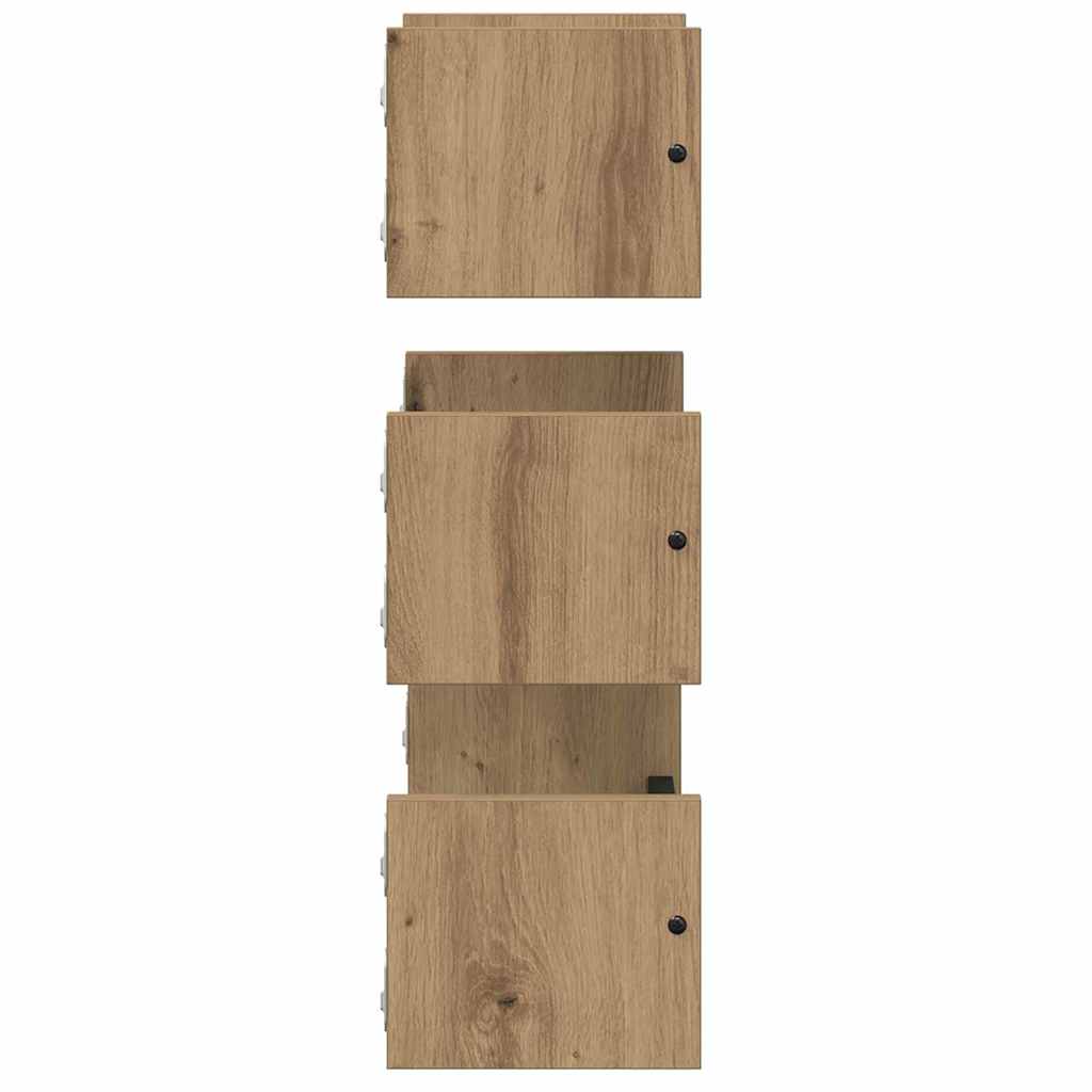 Set zidnih polica s policom 3 pcs Umjetnički hrast 40x16x14cm