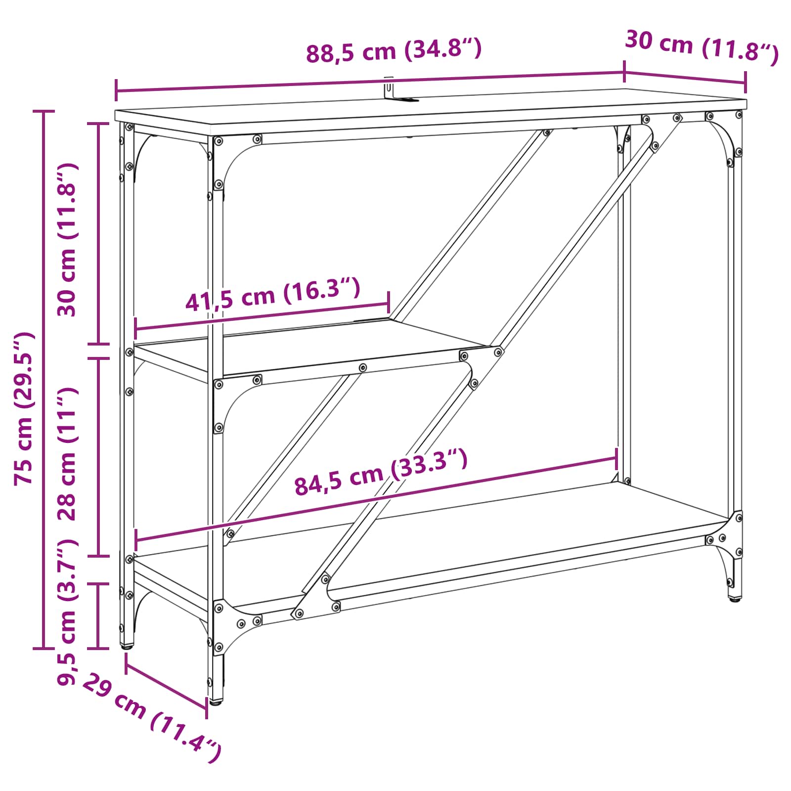 Konzolna stolica Staro drvo 88,5 x 30 x 75 cm Konstruirano drvo