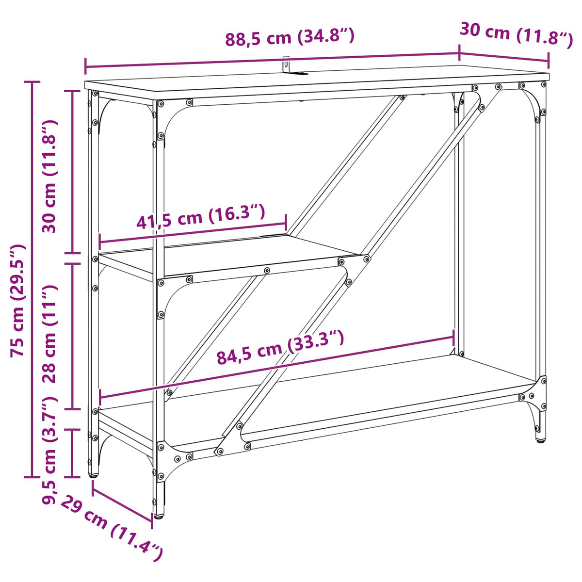 Konzolna stolica Crni hrast 88,5 x 30 x 75 cm Konstruirano drvo