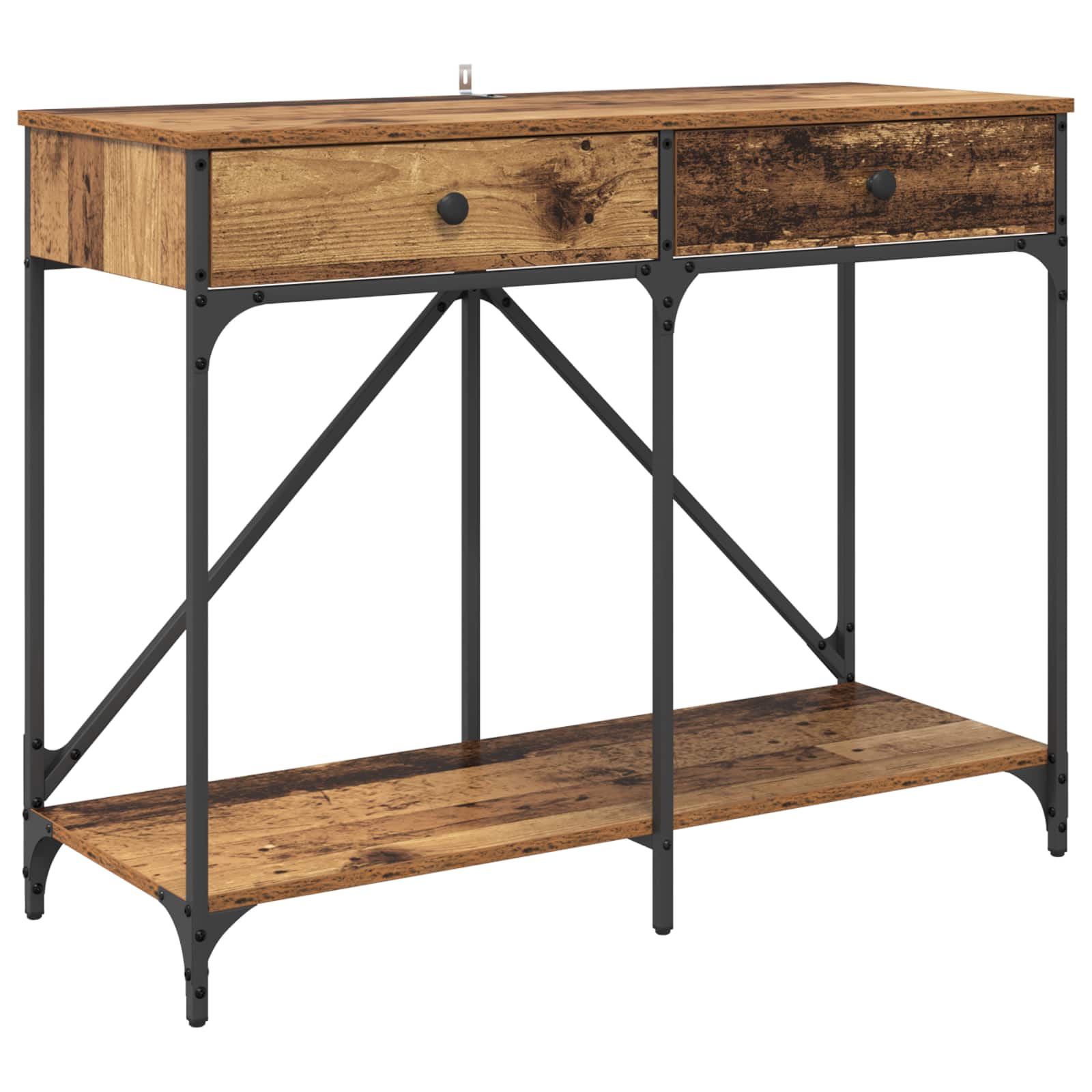 Konzolna stolica s ladicama Staro drvo 100 x 39 x 78,5 cm