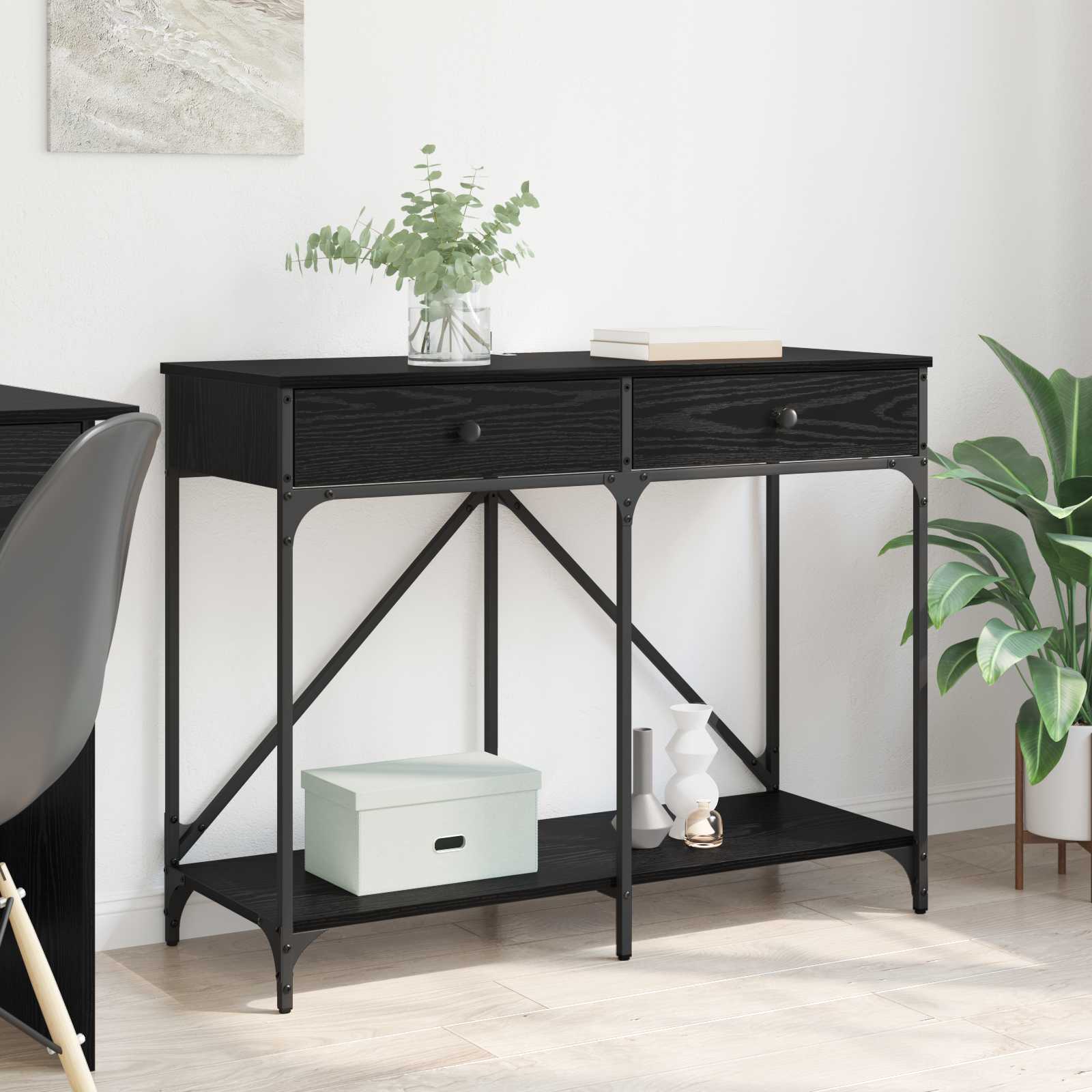 Konzolna stolica s ladicama Crni hrast 100 x 39 x 78,5 cm