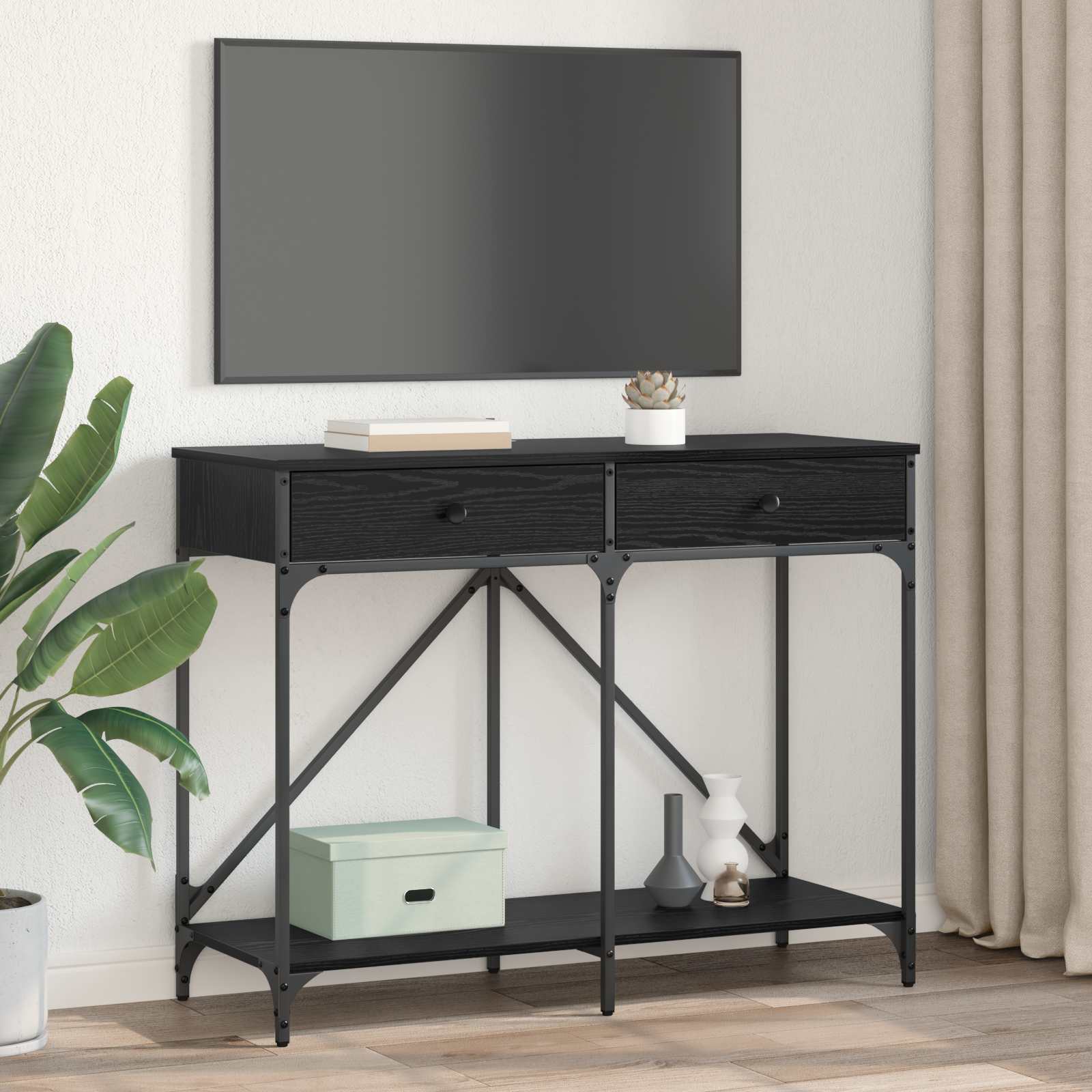 Konzolna stolica s ladicama Crni hrast 100 x 39 x 78,5 cm
