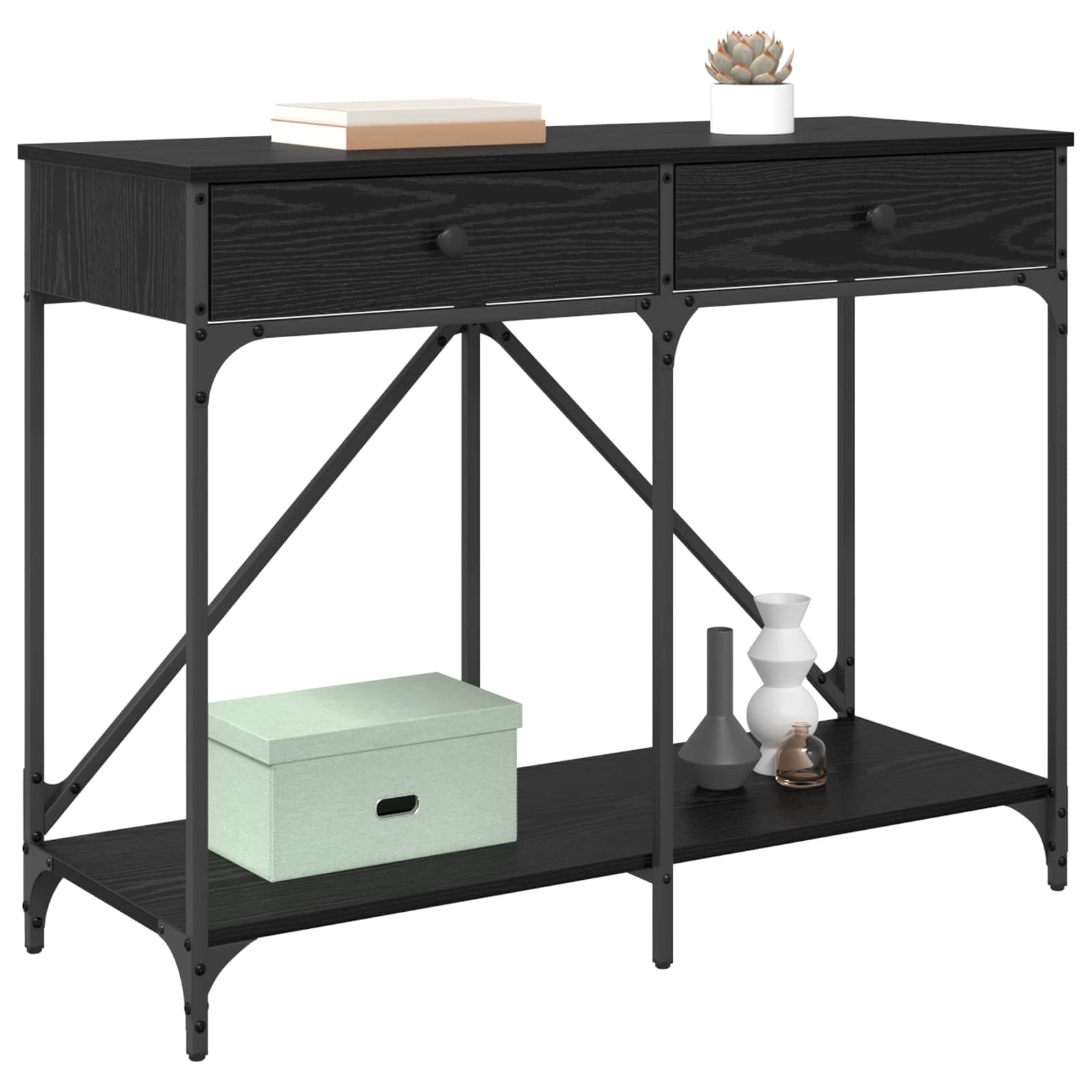 Konzolna stolica s ladicama Crni hrast 100 x 39 x 78,5 cm