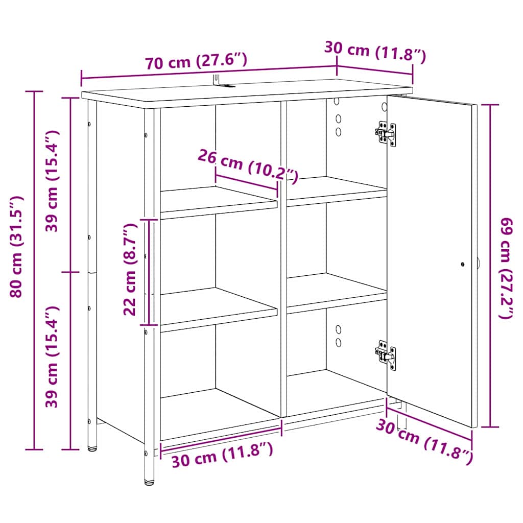 Kreveta Umjetnički hrast 70 x 30 x 80 cm Konstruirano drvo