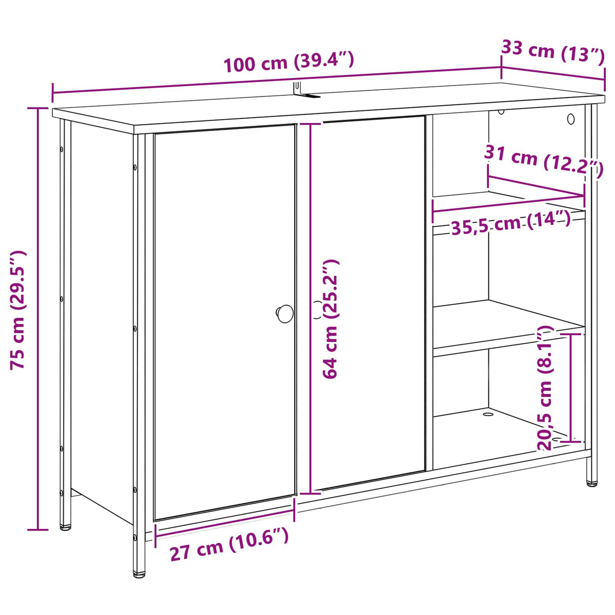 Kreveta Crni hrast 100 x 33 x 75 cm Konstruirano drvo