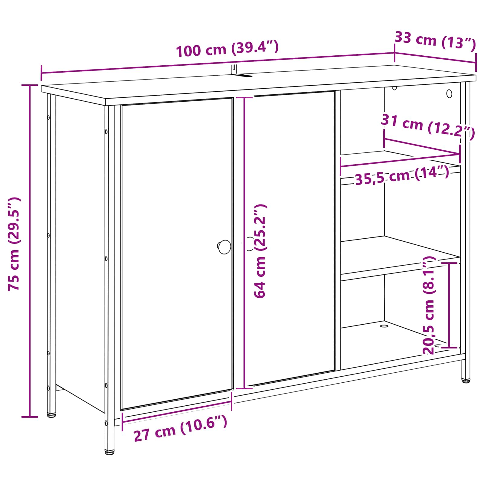 Kreveta Crni hrast 100 x 33 x 75 cm Konstruirano drvo