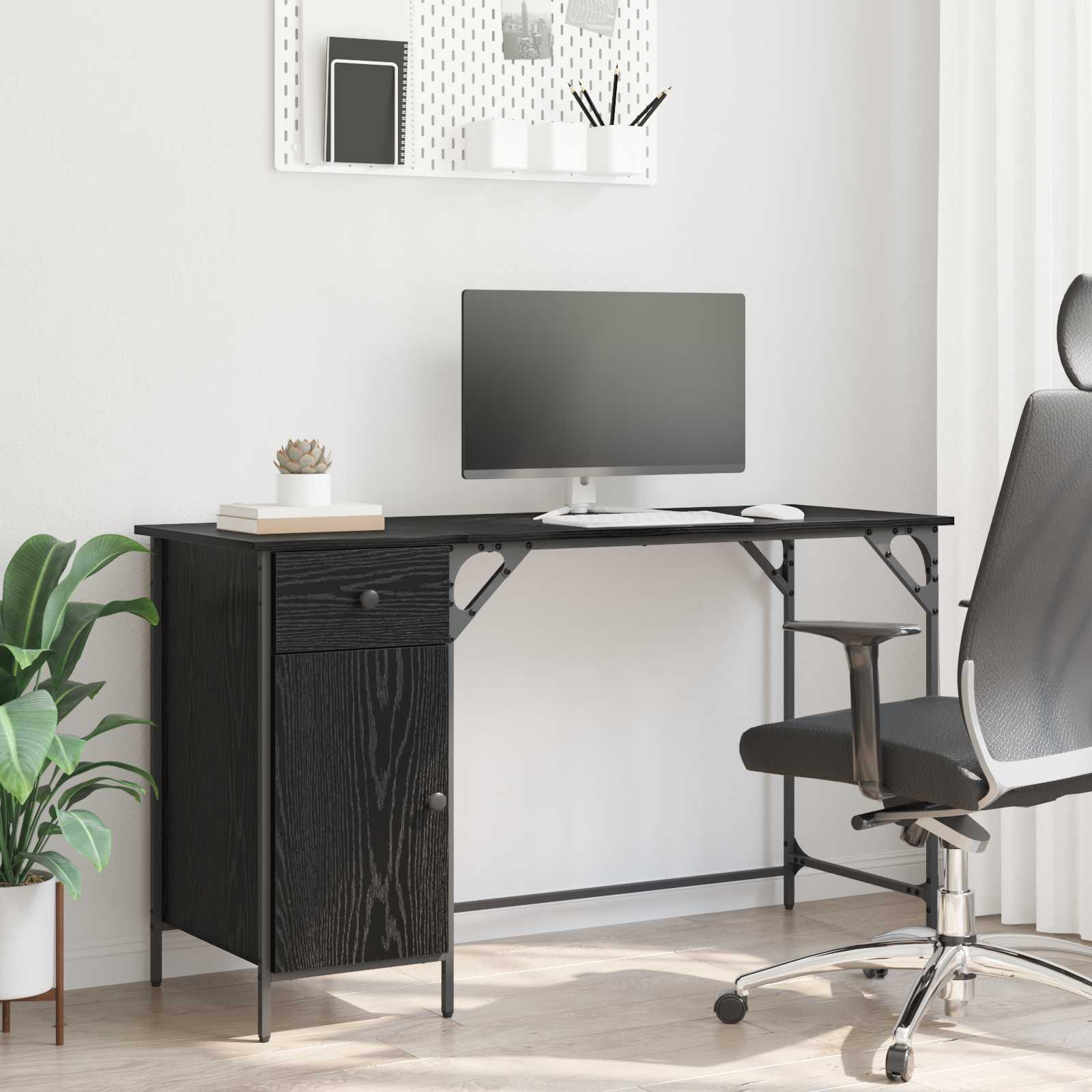 Računalni stol Crni hrast 131 x 48 x 75 cm Konstruirano drvo
