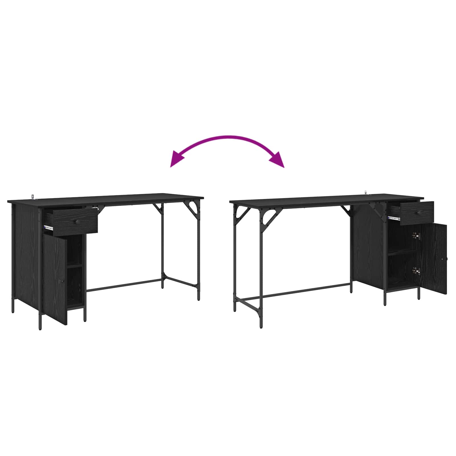 Računalni stol Crni hrast 131 x 48 x 75 cm Konstruirano drvo