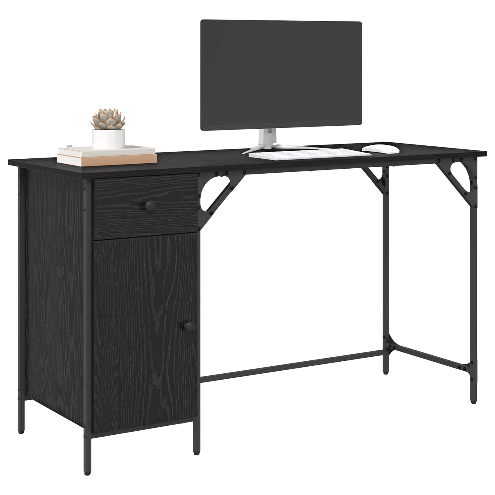 Računalni stol Crni hrast 131 x 48 x 75 cm Konstruirano drvo