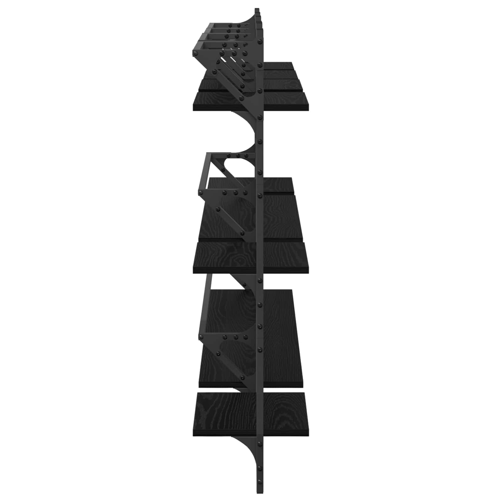 Set zidnih polica s policom 6 pcs Crni hrast 100 x 25 x 30 cm