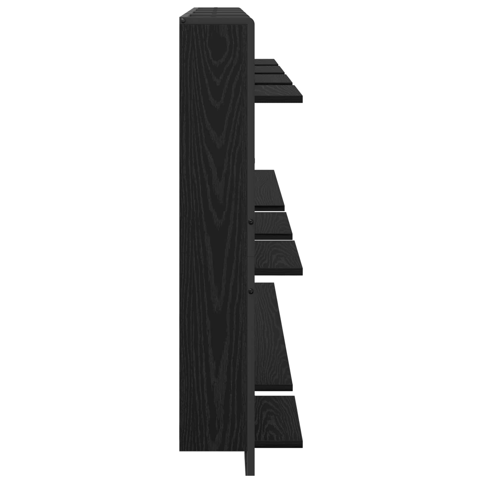 Set zidnih polica s policom 6 pcs Crni hrast 100 x 25 x 30 cm