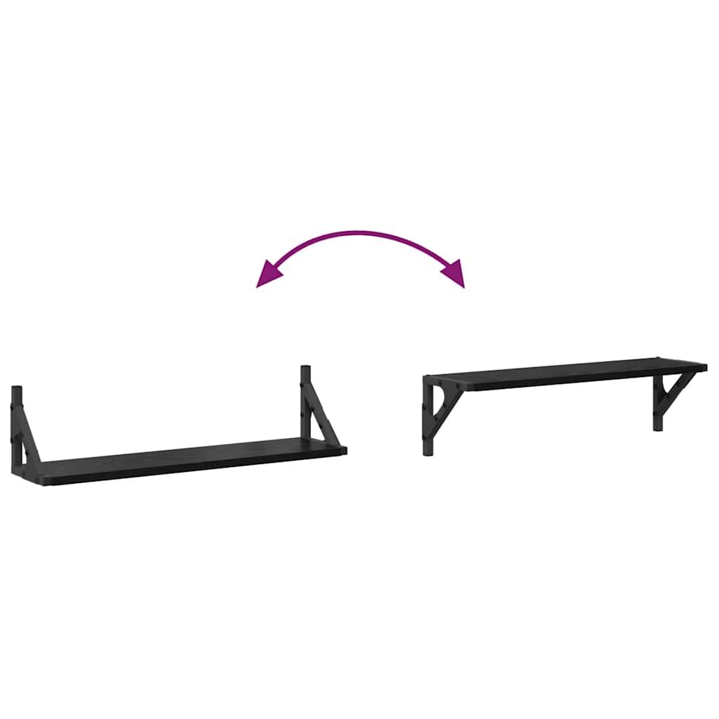 Police na zidu s policom 2 pcs Crni hrast 60 x 15 x 15,5 cm