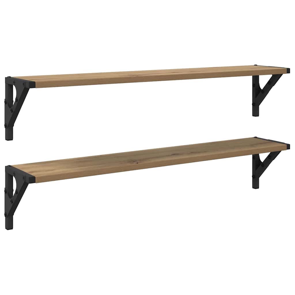 Police na zidu Zidne 2 pcs Umjetnički hrast 80 x 15 x 15,5 cm