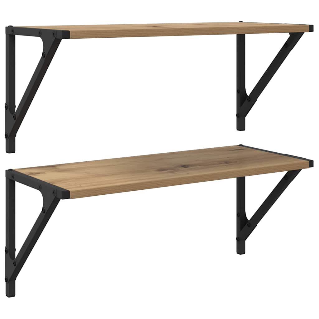 Police na zidu Zidne 2 pcs Umjetnički hrast 60 x 25 x 25,5 cm