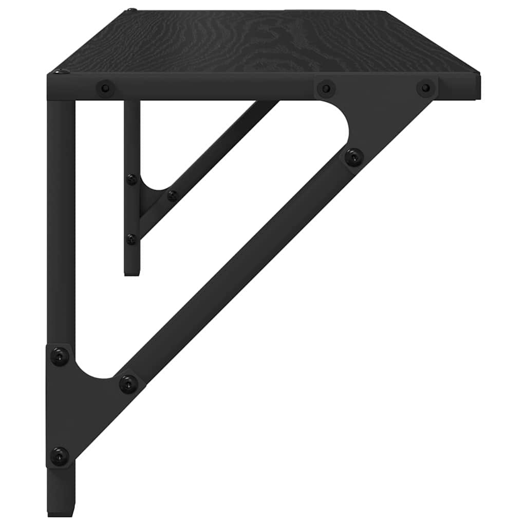 Police na zidu s policom 2 pcs Crni hrast 60 x 25 x 25,5 cm