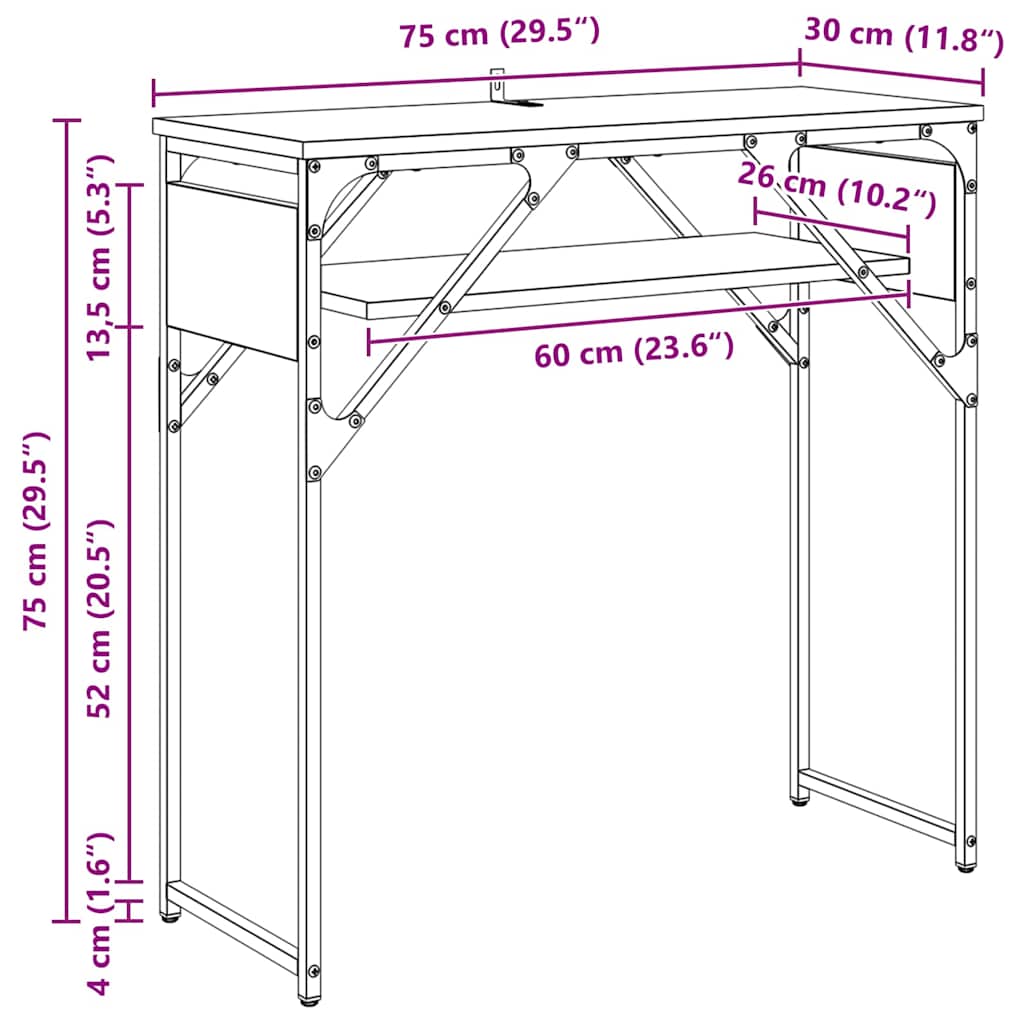 Konzolnistol Crni hrast 75x30x75cm Konstruirano drvo