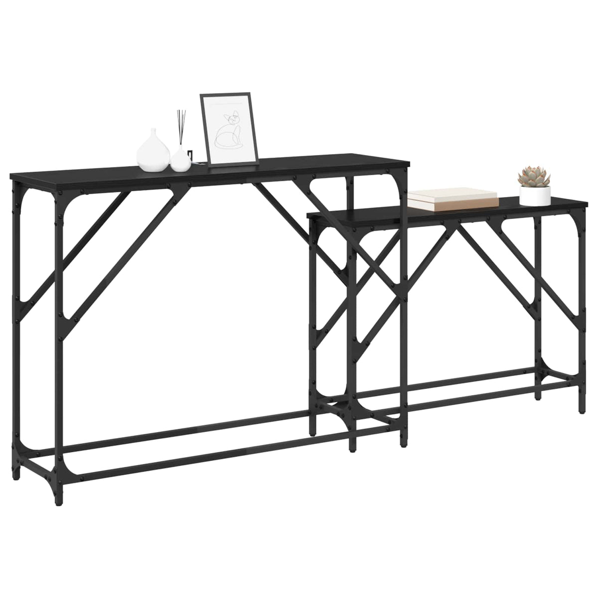 Konzolna stolica 2 pcs Crni hrast 100 x 28 x 75 cm