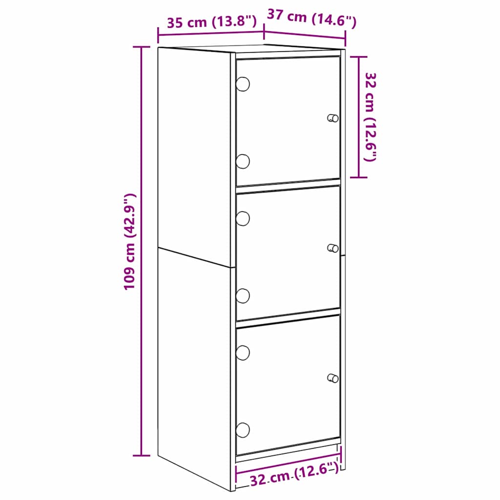 Highboard Crni hrast 35 x 37 x 109 cm Konstruirano drvo