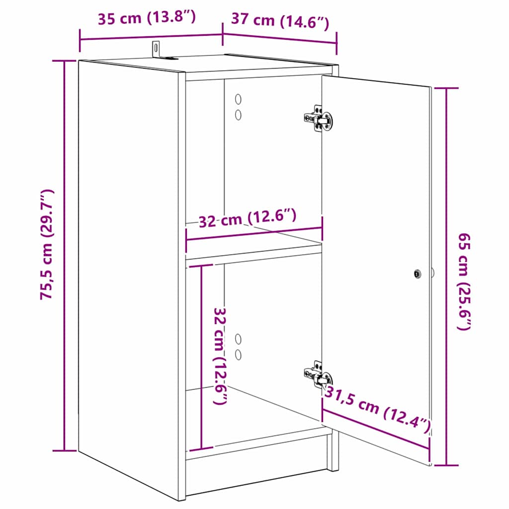 Kreveta Crni hrast 35 x 37 x 76 cm Konstruirano drvo