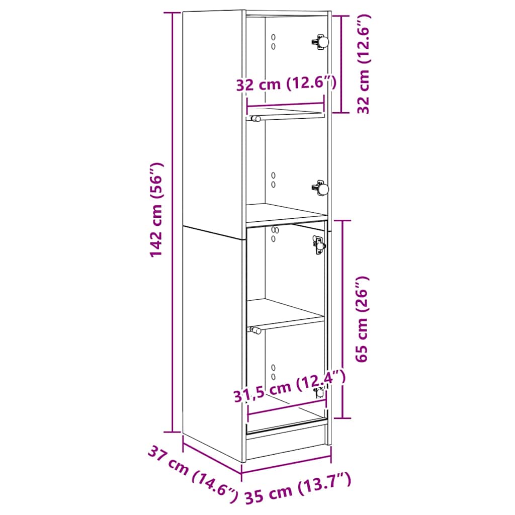 Highboard Crni hrast 35 x 37 x 142 cm Konstruirano drvo