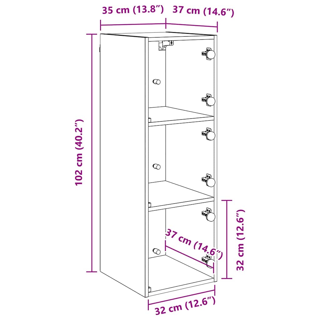 Ormar za Zid Crni hrast 35 x 37 x 102 cm Konstruirano drvo