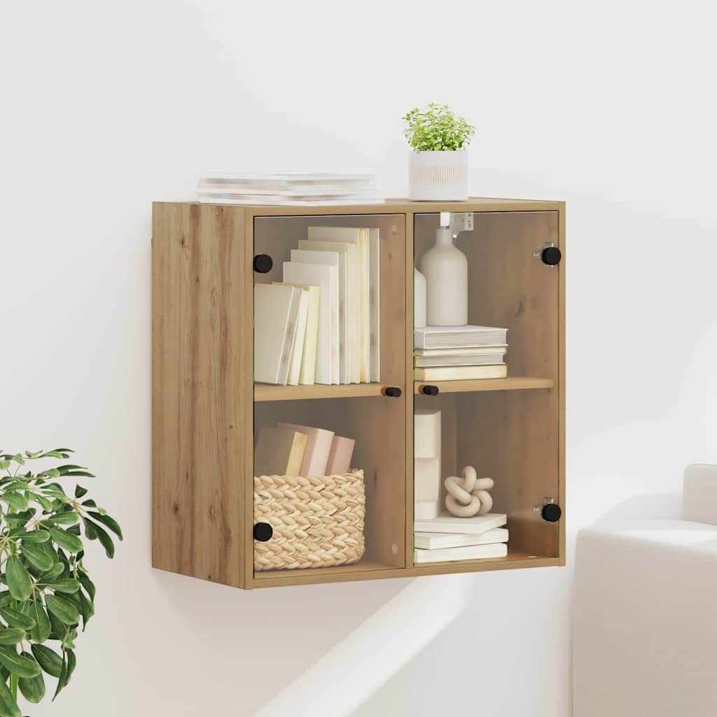Zidni ormarić sa staklenim vratima boja betona 68x37x68,5 cm