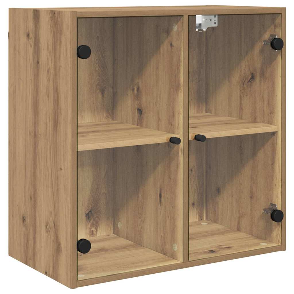 Zidni ormarić sa staklenim vratima boja betona 68x37x68,5 cm