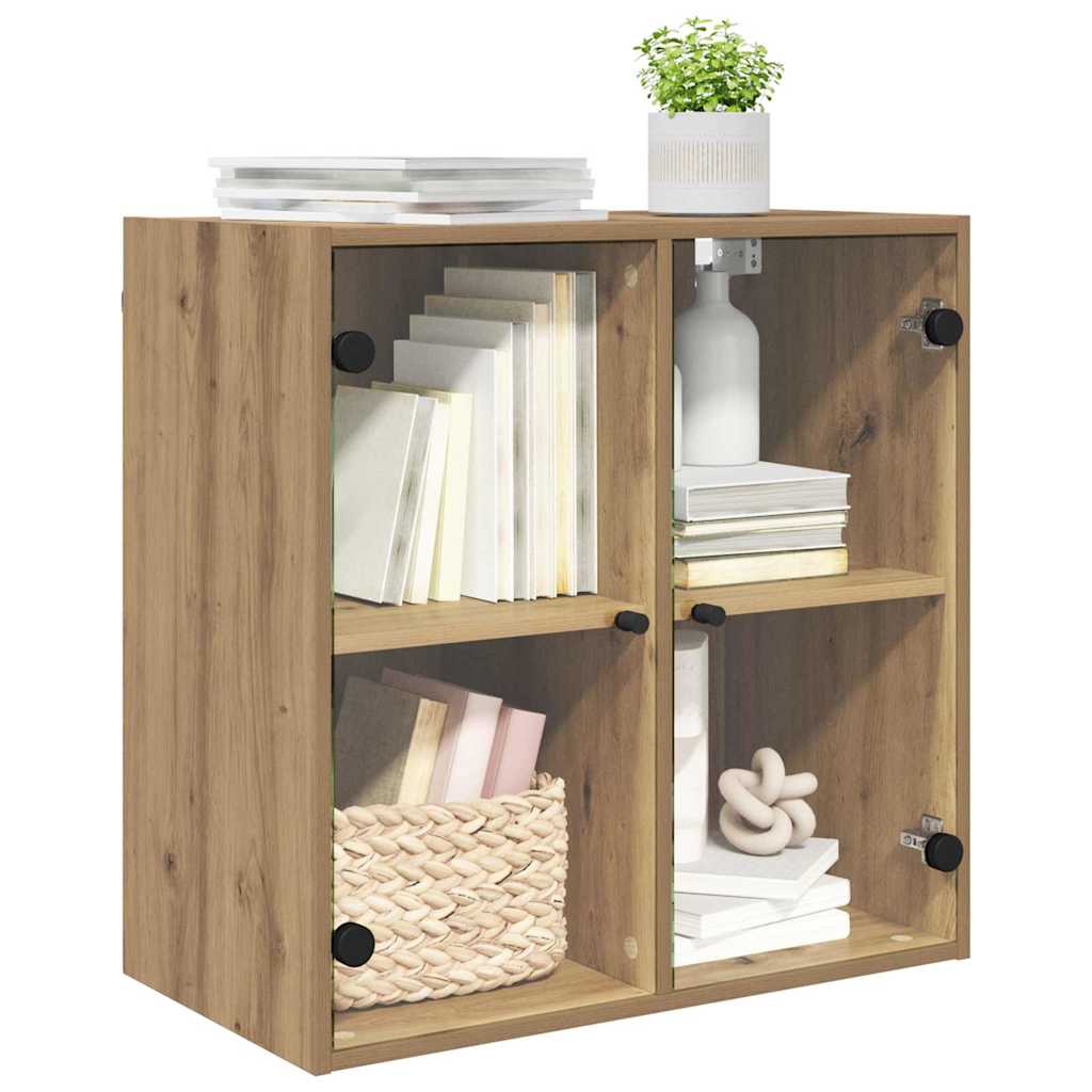 Zidni ormarić sa staklenim vratima boja betona 68x37x68,5 cm