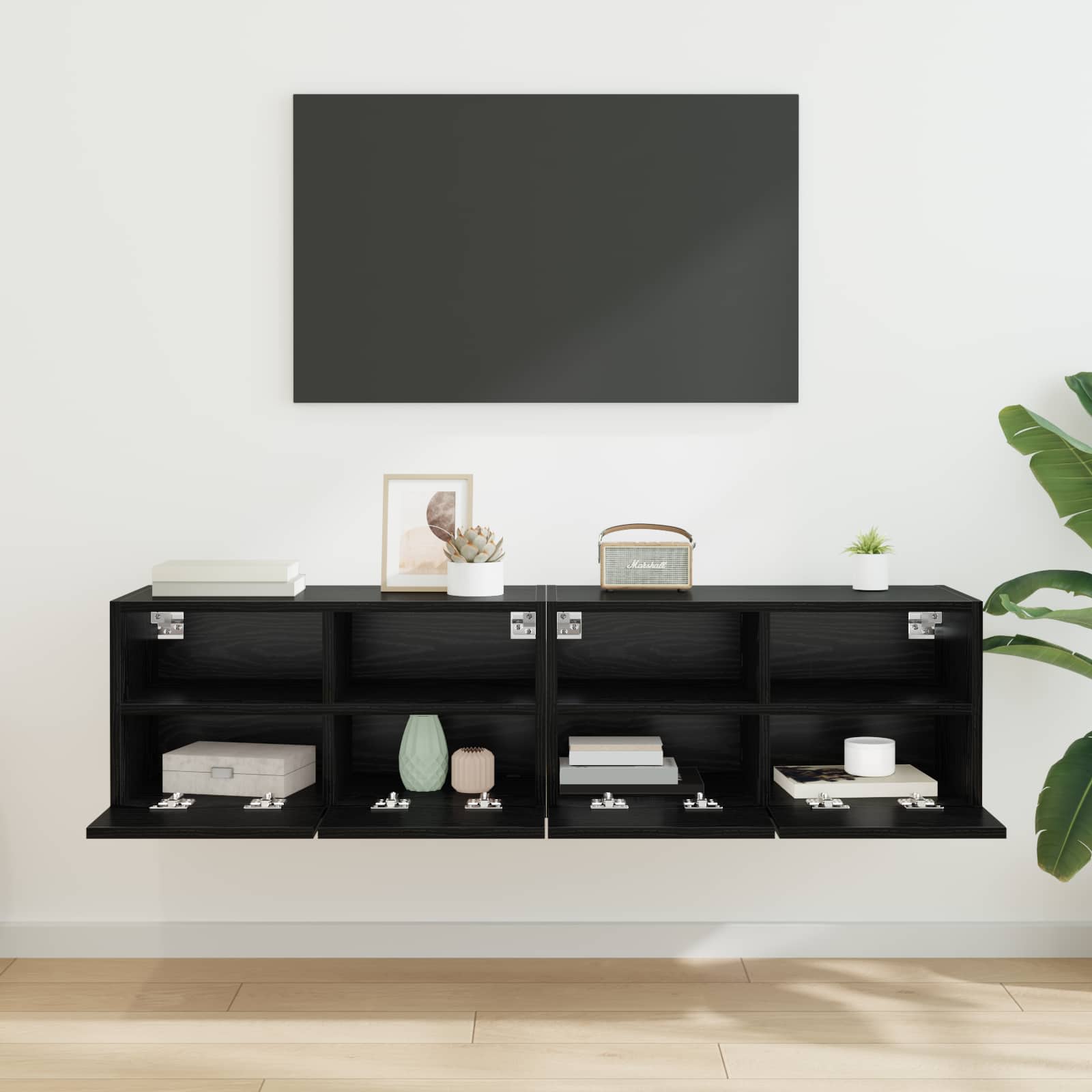 TV zidni ormari Zidne 2 pcs Crni hrast 60 x 30 x 30 cm
