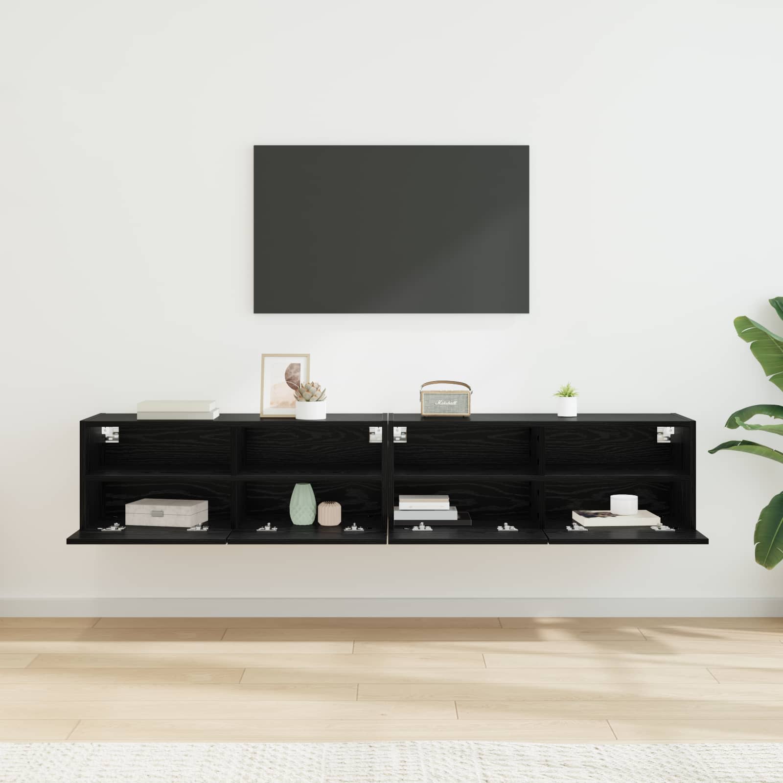 TV zidni ormari Zidne 2 pcs Crni hrast 80 x 30 x 30 cm